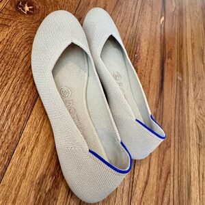 Rothy's Cream Flats with Blue Trim